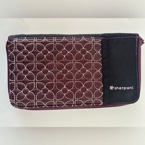 Sherpani  Purple Passport Wallet Travel Card ID Holder Wristlet See All Pics